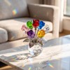 Elovara 3D Handmade Crystal Rose Ornament with Base,Glass Flowers