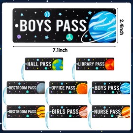 BeYumi Planets Magnetic Hall Pass - 8Pcs Outer Space Magnetic Student Hall Passes Resuable Waterproof Back to School Passes Set Bathroom Restroom Library Nurse Office Passes for Elementary Teacher