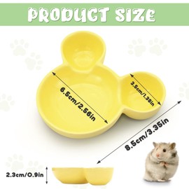 LuckyOpt Hamster Bowl, Cute Ceramic Hamster Guinea Pig Bowl, Easy to Clean, Feeding Bowl for Hedgehogs, Rodents (Yellow)