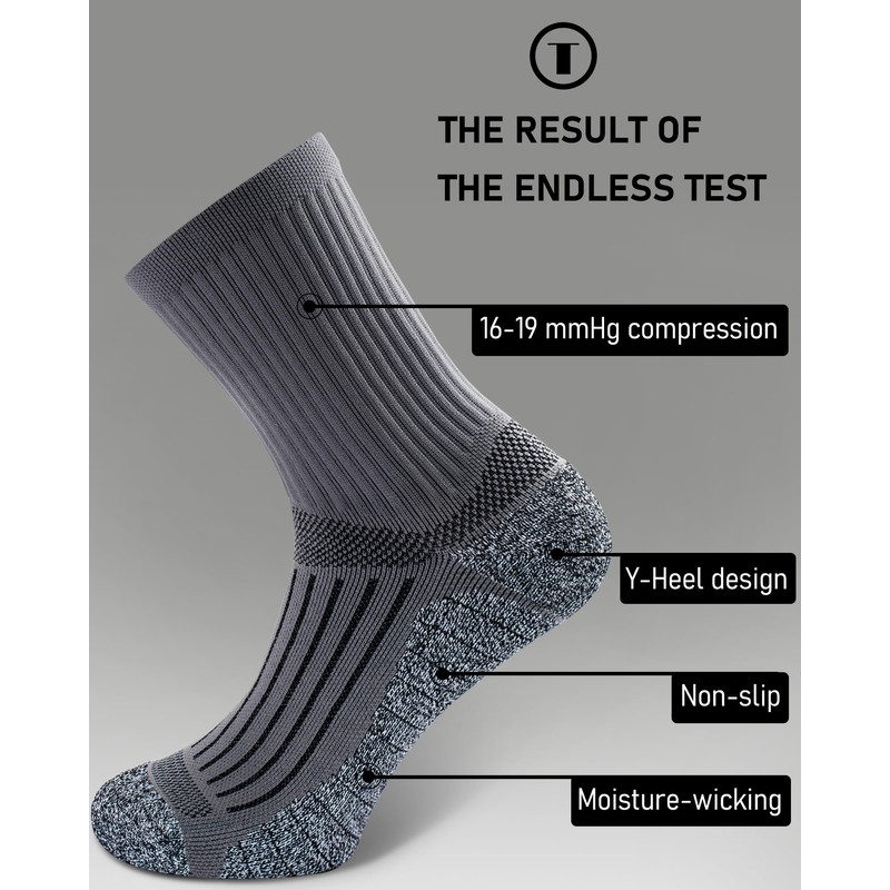 SITOISBE Cushioned Compression Unisex Mid-crew Socks 4-Pack, X-Large, Gray White