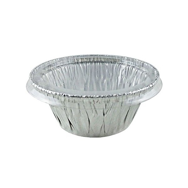 Handi-Foil 3.5 oz. Aluminum Foil Cup w/Clear Lid -Ramekin/Cupcake/Tart Container