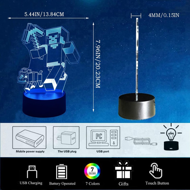 BIRBANN Minec Light, Minec Night Light, 3D Illusion Light, Minec