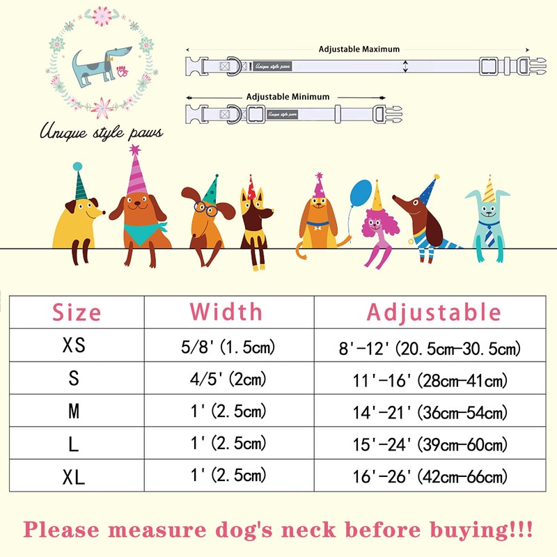 Unique style paws Dog Collar Quick Release Cotton Pizza Collar