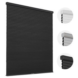 Joydeco Cellular Shades Cordless, Blackout Shades Cellular Blinds for Indoor Windows, Blackout Blinds Honeycomb Blinds Window Shades for Thermal Insulated & Noise Reduction (Black, 34" W x 64" H)