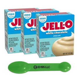 (Pack of 3) Jell-O White Chocolate Sugar Free Instant Pudding and Pie Filling Mix 1 oz - 2 in 1 Measuring Spoon Included