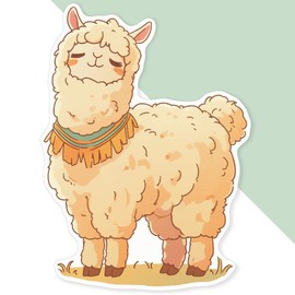 Extra Large 460mm 'Cute Llama Standing' Permanent Sticker Decal for Cars/Windows/Bins/Walls (DW00139931)