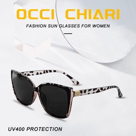 OCCI CHIARI Fashion Womens Sunglasses UV 400 Blocking Glasses for Women Outdoor Glasses Cat-Eye Sunglasses Large Frame (Leopard)