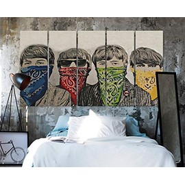 Banksy Beatles Bandanas Street Graffiti Canvas Art Wall Art Home Decor (5 Piece Mega)