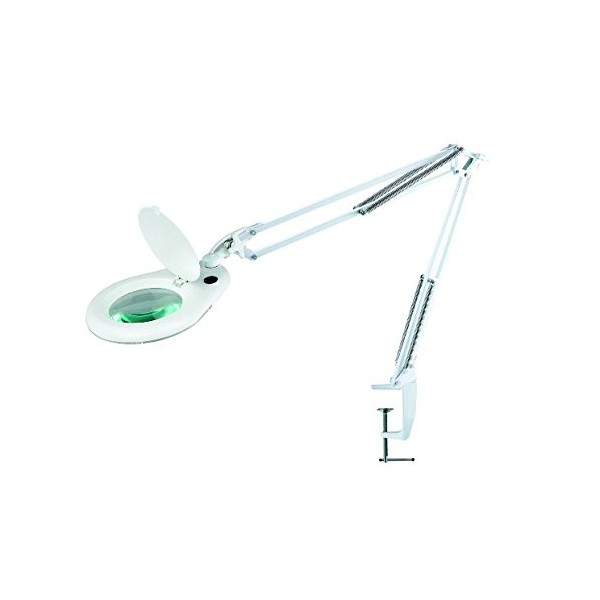 Eclipse 902-109 5" Diameter Magnifier Workbench Lamp with Bench Clamp, White
