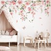 decalmile Large Pink Peony Flower Wall Stickers Rose Hanging Floral