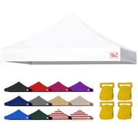 Tradesparker 10x10 Commercial Pop Up Canopy Replacement Top-Windproof D-Rings+Banner Grommets+Loop Pile Wall System,Ez Canopy Cover ONLY-Frame/Side Walls NOT Included(White)