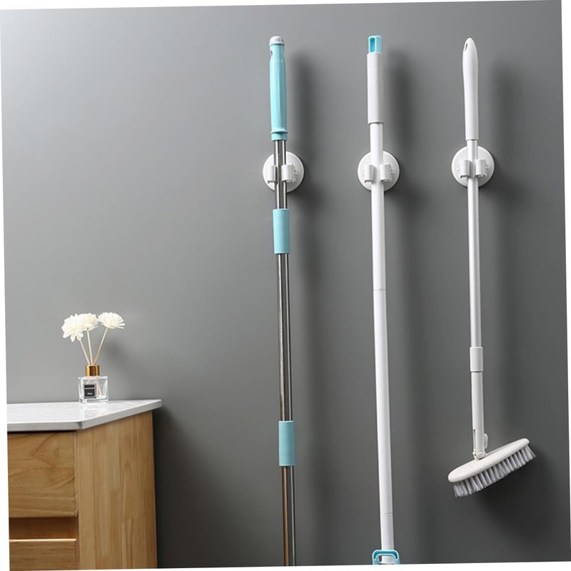 Ipetboom 3pcs Wall Mounted Broom Holder Mop Clamp Slip Clips