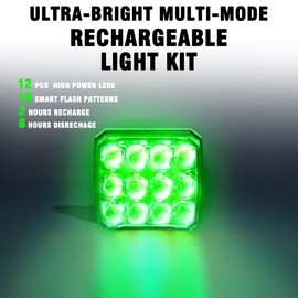 WINECO 2Pcs Rechargeable Flashing Lights for Vehicles, Super Magnetic Strobe Hazard Lights, Led Warning Beacon Emergency Light for Trucks Bus Tractor Oversize Trailer (G)