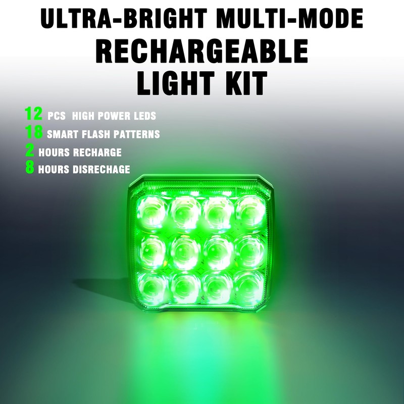 WINECO 2Pcs Rechargeable Flashing Lights for Vehicles, Super Magnetic Strobe