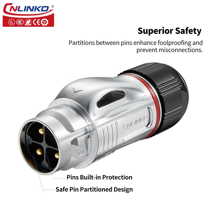 CNLINKO BD-24 4-Pin Industrial Waterproof Plug, IP68 Bullet Plug, Carbide