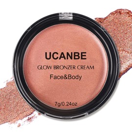 UCANBE Face & Body Cream Bronzer, Natural Coral Warm Sun-Kissed Glow, Buildable Blendable for Long Lasting Radiant Glow, Luminous Bronzing Highlighting Blusher Muti-Use Makeup Palette