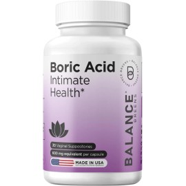 Balancebreens Boric Acid Suppositories for Women, 600 mg, 30 Vaginal 30 Count (Pack of 1)
