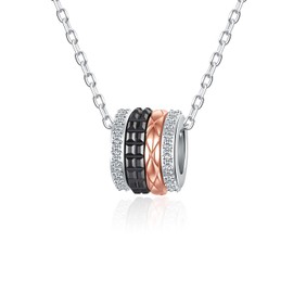 JLYY Silver Spinning Ceramic Pendant Necklace for Women Gift Fidget Spinner Rings Anxiety Relief Jewelry