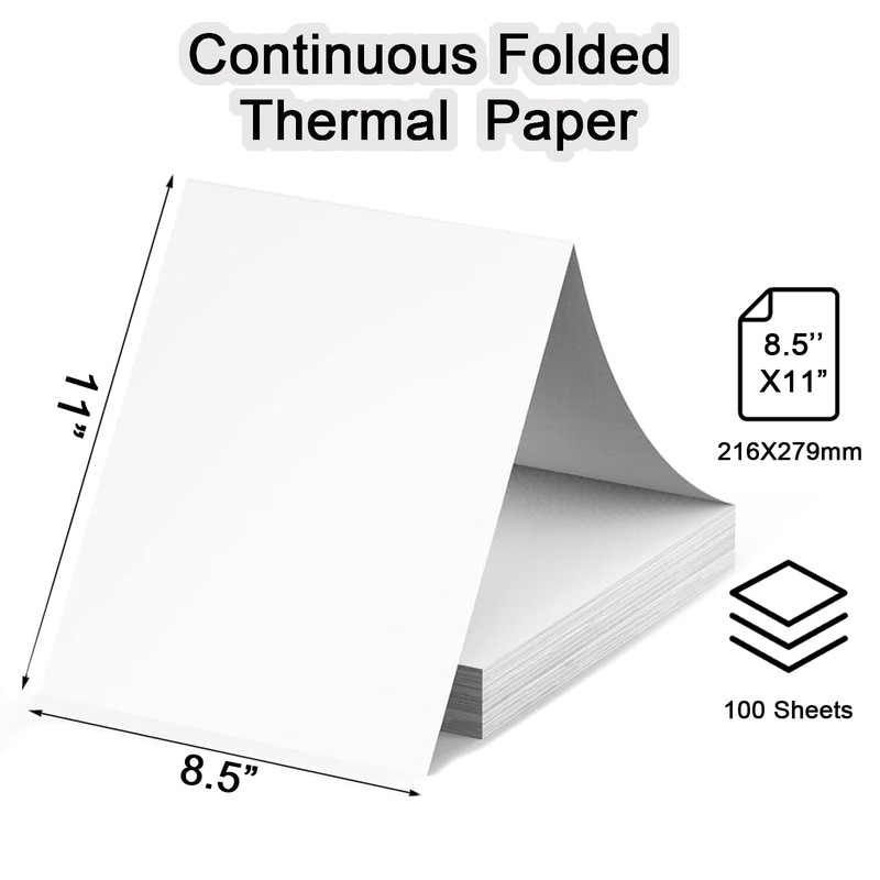 Thermal Printer Paper 8.5 x 11 Inch, 100 Sheets US