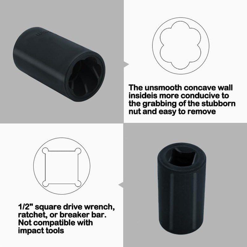 LEONTOOL Lug Nut Socket Set Lug Nut Remover Extractor Tool