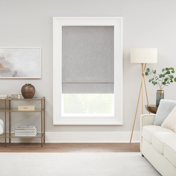 Eclipse Drew Noise Reducing Blackout Cordless Lined Window Roman Shade for Living Room, 36 in x 64 in, Smoke Grey