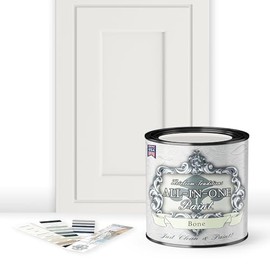 ALL-IN-ONE Paint, Durable cabinet and furniture paint. Built in primer and top coat, no sanding needed. Includes our 30 featured color card - Bone (off white), Quart
