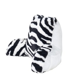 Home Soft Things Zebra Printed DO-IT-Yourself Bedrest Reading Pillow Cover and Filling, Need Assembly, Lounger Backrest Pillow for Sitting in Bed with Arms Pockets, 20" x 18" x 17", Zebra