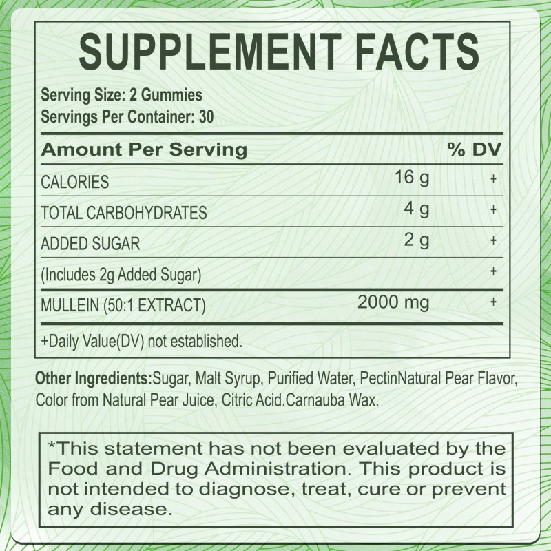  Mullein Leaf Extract Gummies for Lung Cleanse, Extra Strength