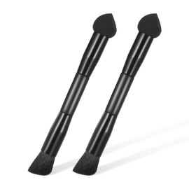IANFAN Black Dual Ended Powder Brushes, Touch Up Hair Shadow Powder Brush with Sponge Tip Hair Concealer Makeup Brushes Root Touch Up Brush for Hair Seamless Blending Contouring