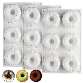 Mini Bundt - Molde para tartas, 3 moldes de silicona con tubo estriado, 6 cavidades antiadherentes, moldes de silicona para hornear magdalenas, magdalenas, pan de maíz, brownie, jaleas (confeti)