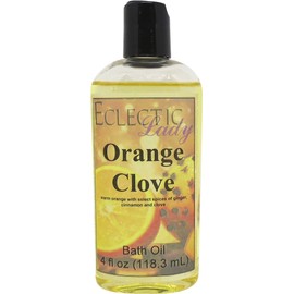 Orange Clove Bath Oil by Eclectic Lady - Scented Bath Oil - Relaxing & Moisturizing Bathing Oil - Fragrance Body Oil For Dry & Rough Sensitive Skin - Body Daily Nourishing Shower Oil (4 oz)