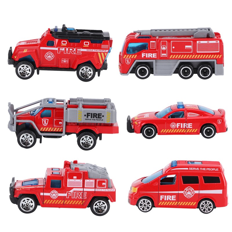 6pcs 1:64 Engineering Car Model Alloy Simulation Vehicle Car Model