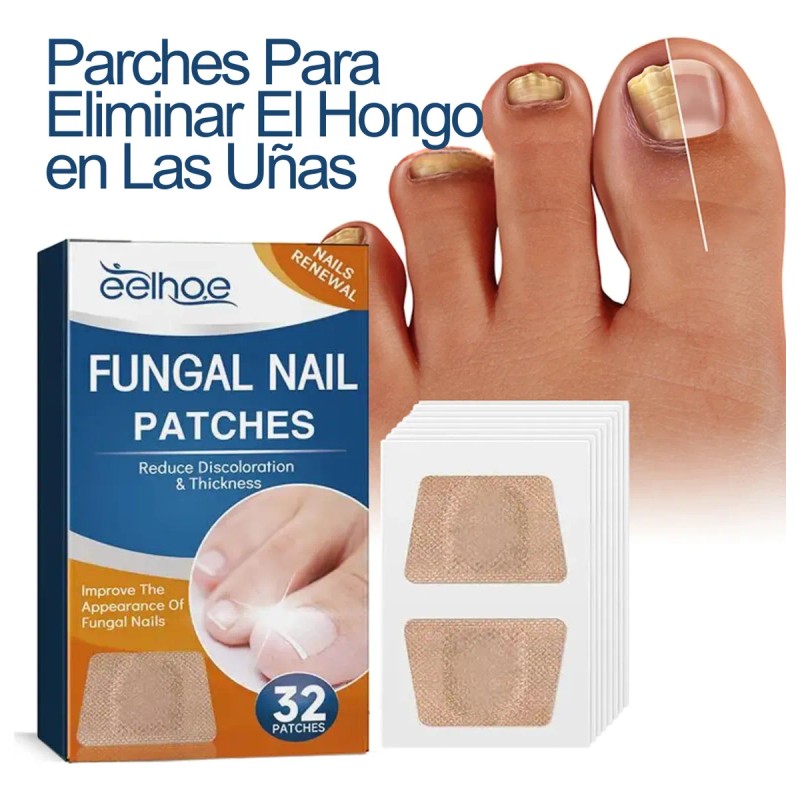 32 Parches Reparación Uñas + 1 Lampara Eliminar Hongos Pie