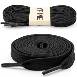 YFINE 39 inches Athletic Flat Shoe Laces Shoelaces for Sneakers Shoes(2 Pair) - Black