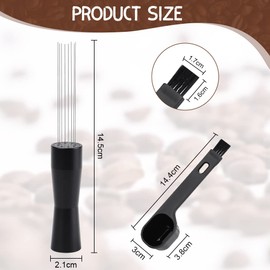 KARBAG Espresso Coffee Stirrer, WDT Tool No Sharp 8 Needles Coffee Stirring Tamper Food Grade Stainless Steel Espresso Distribution Tool Hand Stirrer Tool with 2 in 1 Coffee Spoon for Barista