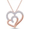1/4 CT.t.w Round Cut Diamond Double Heart Pendant Necklace In
