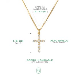 Clepsidra® Cadena para mujer con cruz de acero inoxidable. Accesorios para mujer resistentes y duraderos. Joyeria y obsequios para mujer de uso diario. Collar con diseño elegante. Necklace Jewerly Gift