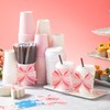 Jingmore 50 Sets Pink Bow Coffee Cups Bow Coquette Disposable
