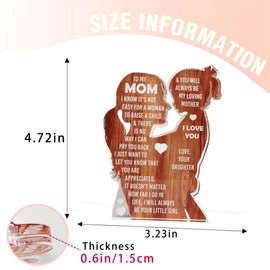Gifts for Mom Birthday Mother's Day-Mom & Daughter Acrylic Silhouette Sign Table Hug Plaque Mom Present form Daughter Thanksgiving Christmas Valentines Desk Office Gifts