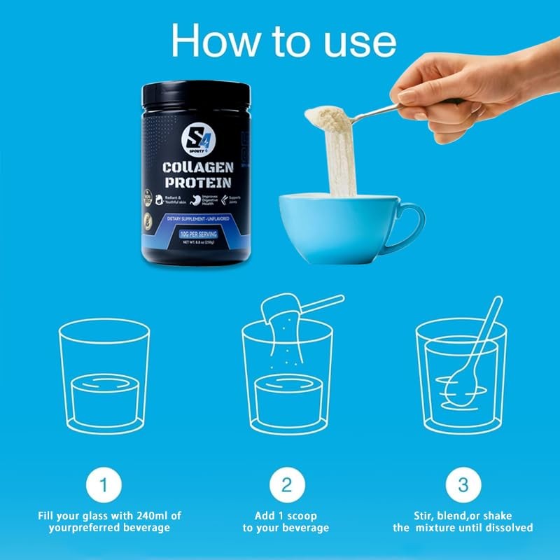 Sporty4 Collagen Powder - Bovine Protein Peptides - High Protein