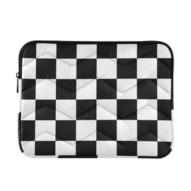 Laptop Sleeves Case for Men and Women Computer Carrying Case with Zipper Fits for 13-14 Inch Laptop Checkered Black and White