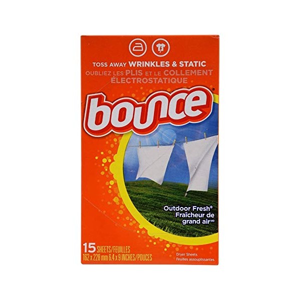 Bounce Fabric Softener Dryer Sheets, Outdoor Fresh, 15 Count (2 Pack(15 Count))