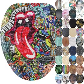 Sanilo Soft Close Toilet Seat ELONGATED, Quiet and Slow Close Lid and Seat, Strong Bumpers and Hinges, Graffiti