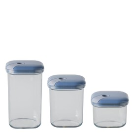 omada Design - Set of 3 Clear Airtight Food Safe Jars with Seal - Made in Italy - Line Pull Box