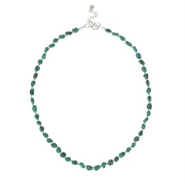 Silverly Women's .925 Sterling Silver Green Turquoise Gemstone Bead Necklace, 42+3cm Extender