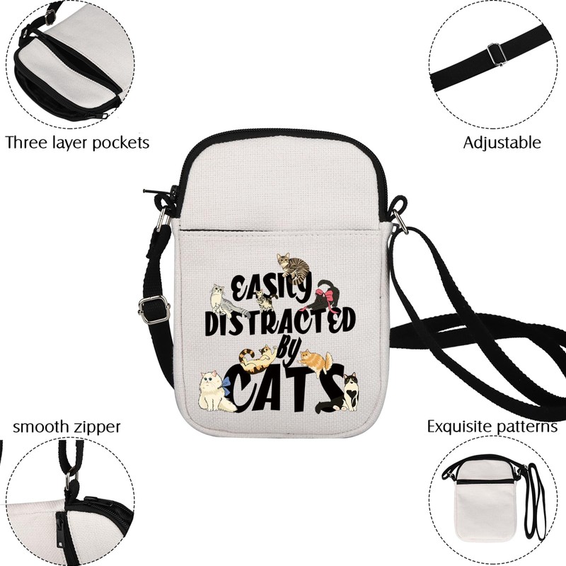Cat Crossbody Bag Easily Distracted By Cats Crossbody Purse Canvas