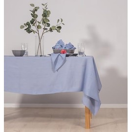 Ger3as 100% Linen Tablecloth - High-Quality Fabric Tablecloth for Kitchen Table and Dining Table - Natural Elegance for Your Home (Sky Blue, 140 x 140 cm)