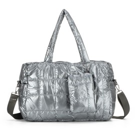 EVEOUT Puffer Shoulder Bags Women's Large Quilted Shoulder Bags Lightweight Puffy Tote Bag Shopper Quilted Shoulder Bags Carry Bag, gray, Utility