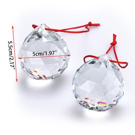 Sumnacon 2 x 50 mm with Crystal Prism Lucky Ball Feng Shui Ball, diameter 50 mm with Gift Box, Decoration etc. (Video Light)