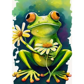 PFFNGPEN Diamond Art Painting Kits for Adults,DIY Frog Diamond Art Kits for Beginners 5D Round Full Drill Animal Diamond Art for Home Wall Decor Craft Gifts 12x16 inch